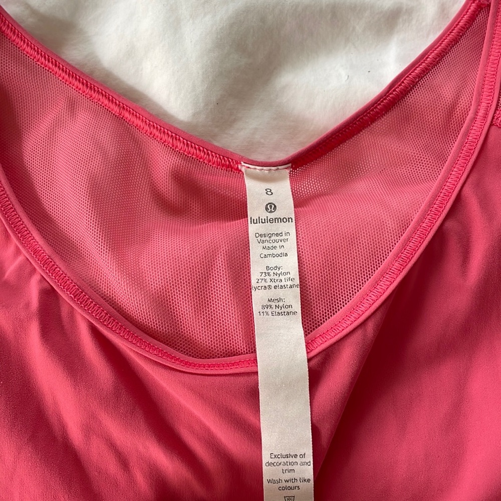 Lululemon pink size 8 running tank